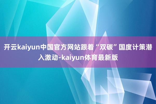 开云kaiyun中国官方网站跟着“双碳”国度计策潜入激动-kaiyun体育最新版