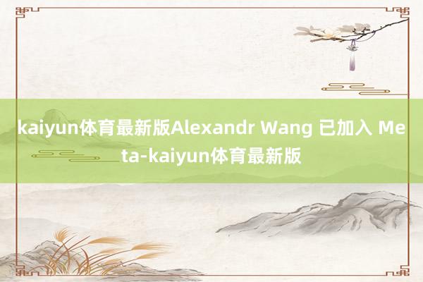 kaiyun体育最新版Alexandr Wang 已加入 Meta-kaiyun体育最新版